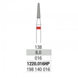 Fresa in Carburo HP-Incrociata Fina-TC20-L 8.0mm-016-Punta a cono